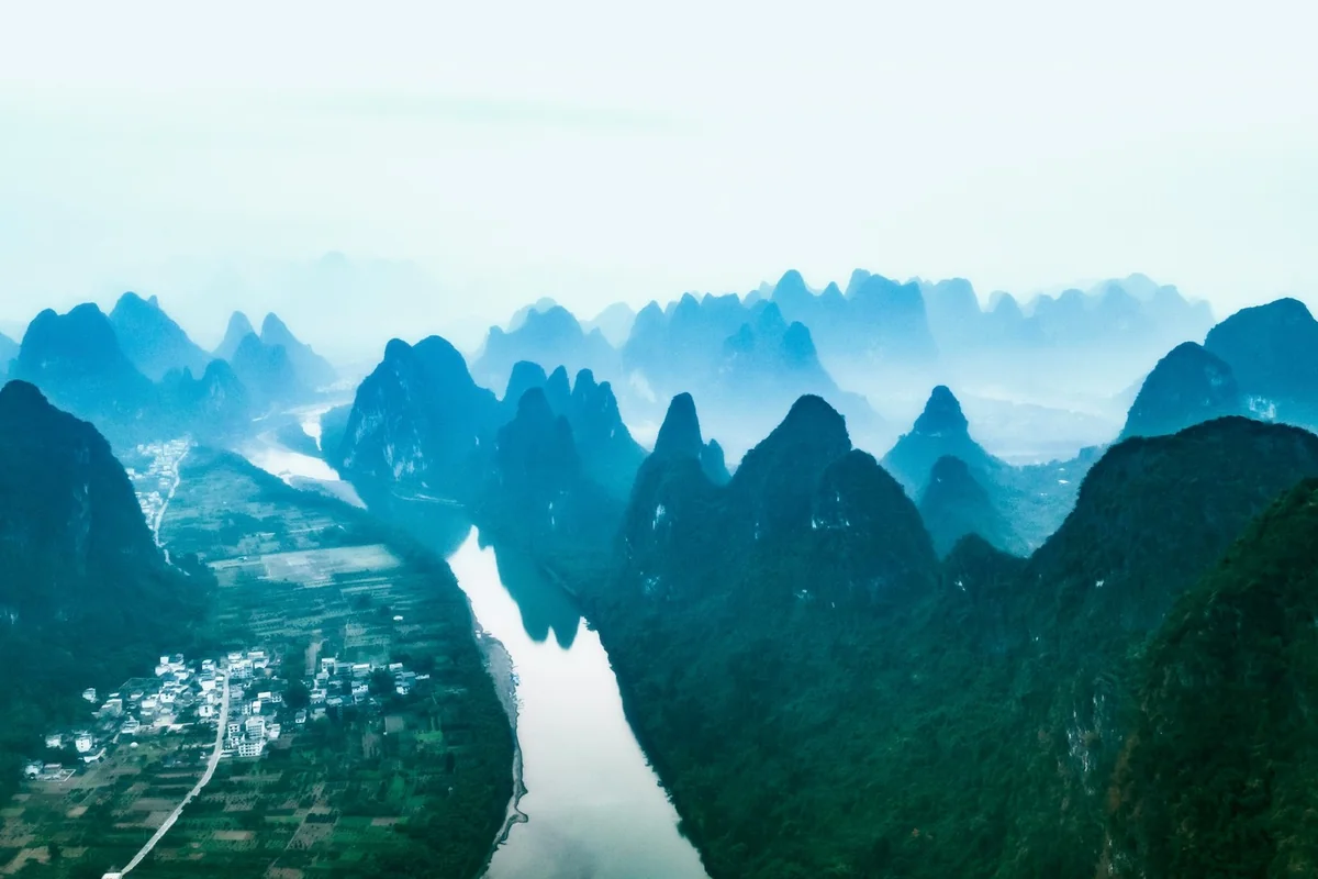 Karst mountain landscape along the Guilin to Yangshuo loop