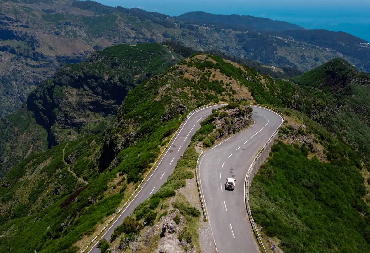 Scenic driving road through Guilin karst countryside